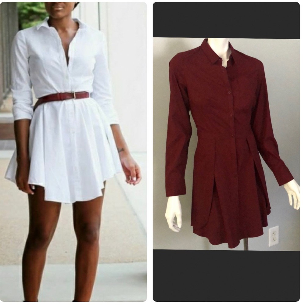 Express Fit and Flare Shirt Dress Maroon  Size 6